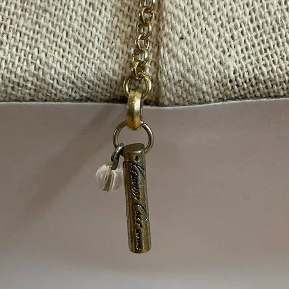 NWOT Kenneth Cole Pave Metallic Stone Disc‎ Pendant Gold Tone Necklace